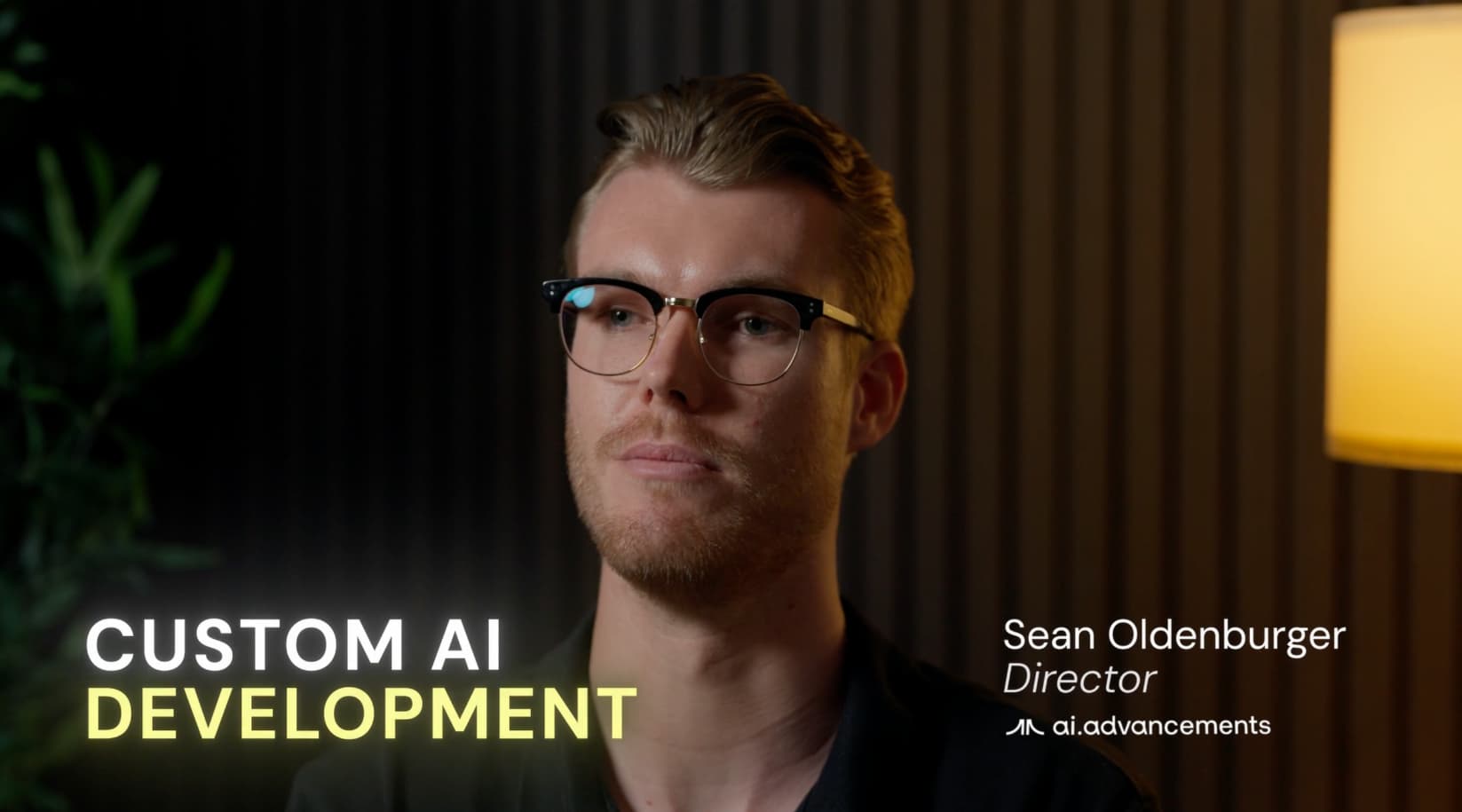 Sean Oldenburger, Director of AI Advancements, presenting custom AI development services for businesses